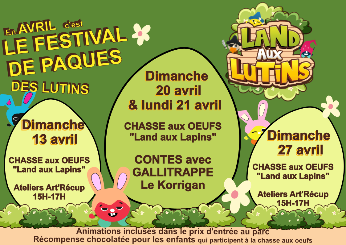 land aux lutins chasse aux oeufs de paques vacances de printemps morbihan famille